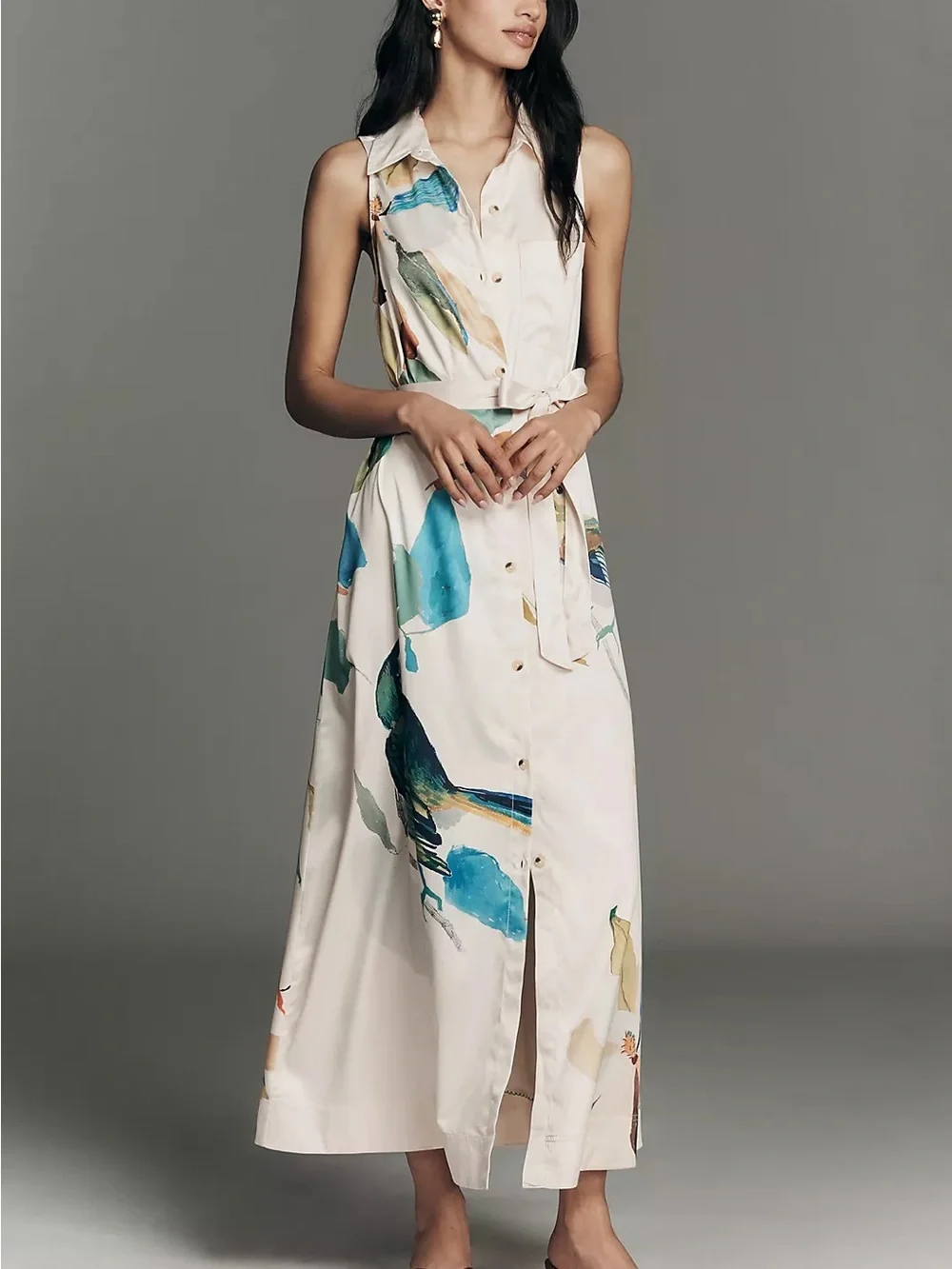 Anthropologie Maeve Mona Maxi Shirtdress by Raven Roxanne